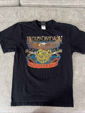 Harley-Davidson Black Tee with Red and White 'The Ranch' Graphic